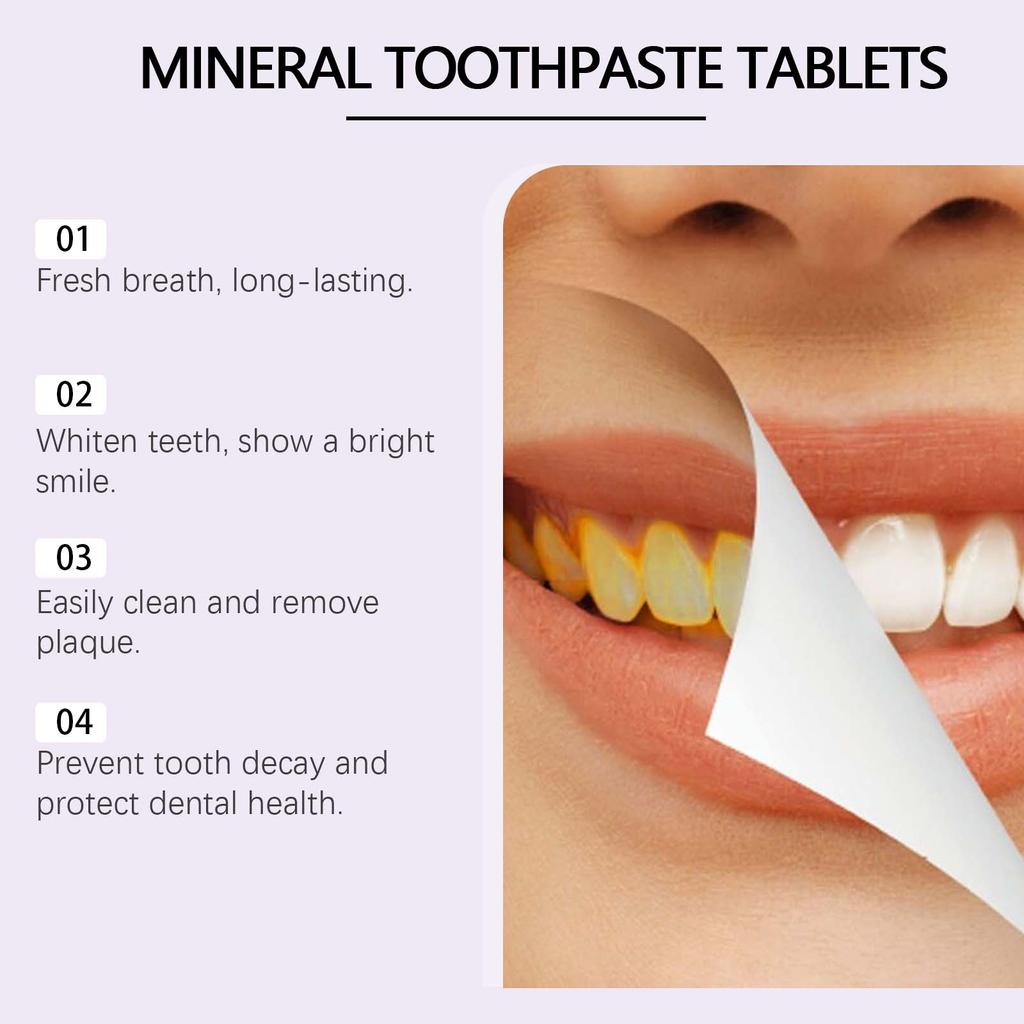 Oralhoe 62pcs Mint Anti Decay Teeth Tablets Remove Yellow Stains Cleaning Refresh Bad Breath Teeth Whitening Toothpaste Tablets