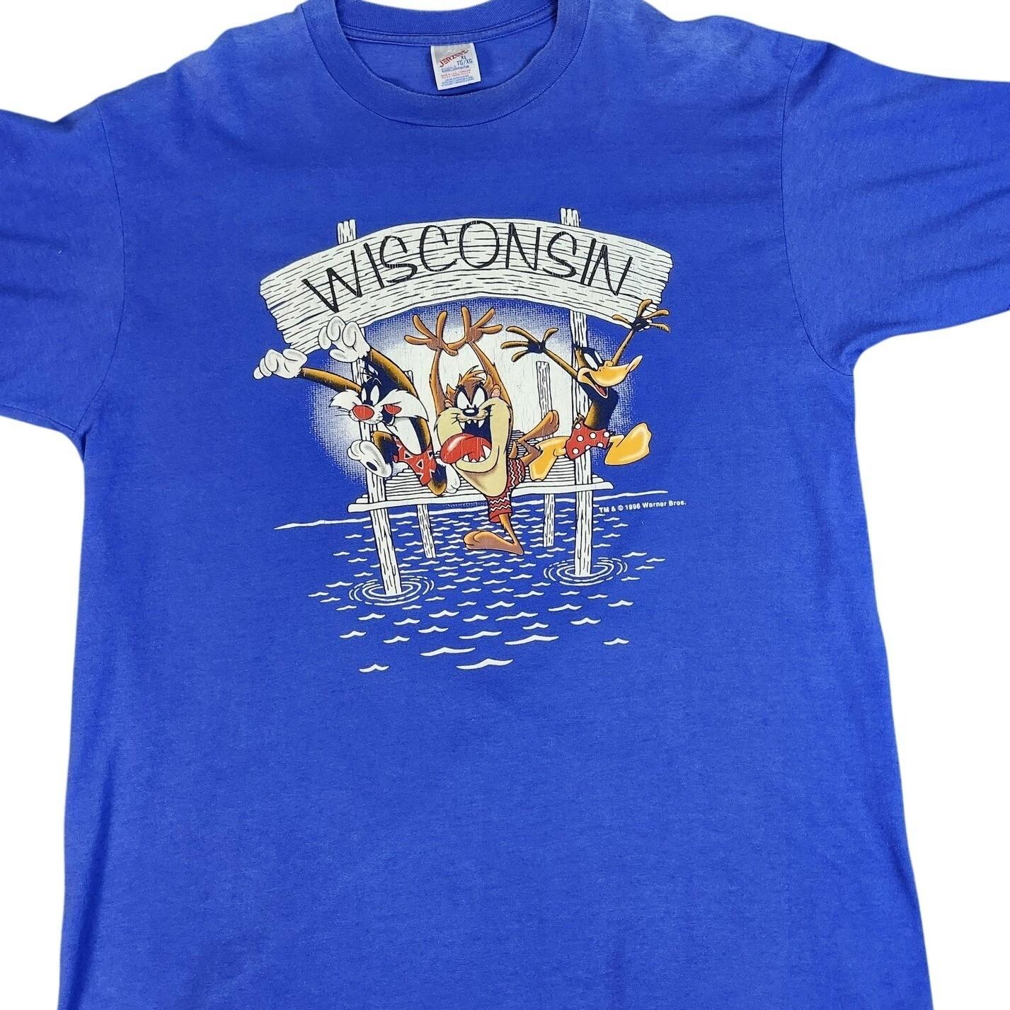 Vintage 1996 Looney Tunes Wisconsin Dells Taz Sylvester Daffy USA 90s Unisex T-Shirt S