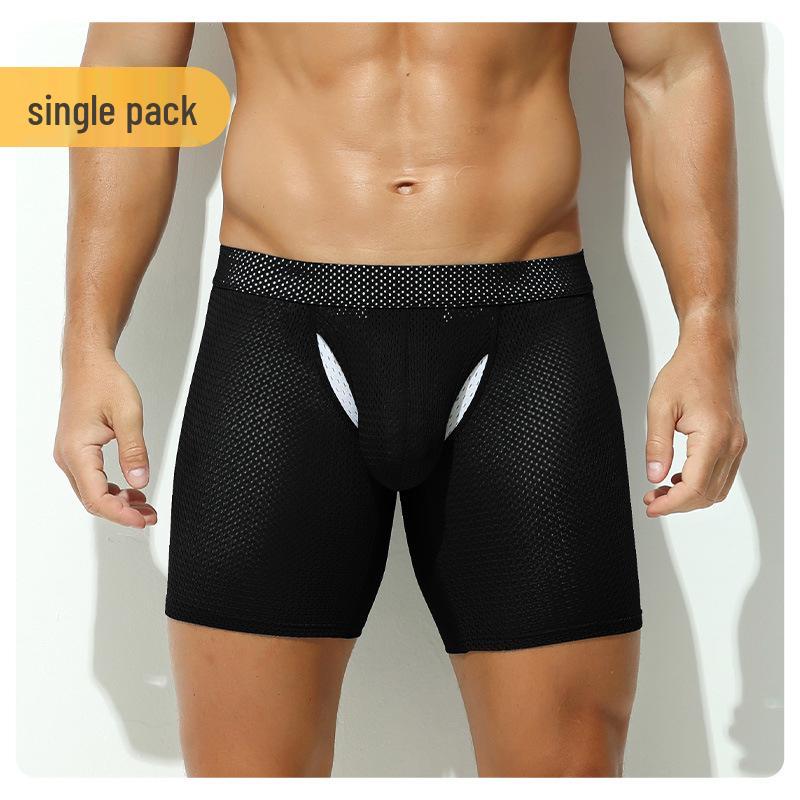 Men's Anti-Chafing Sport Boxer Briefs, Plus Size, Breathable, with Large Pouch and Extended Leg.