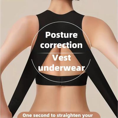 Damen Frontverschluss Haltungs Korrektor BH, Nahtloses Schönheits Rücken Drahtloser Unterwäsche, Integrierte Push-up Formgebende Rückenstütze Korrigierende Lingerie