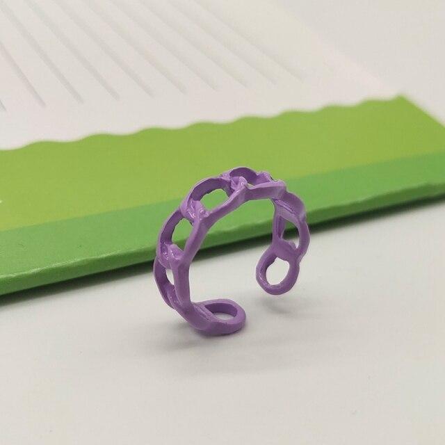 

Модные красочные геометрические кубинские цепочки, кольца-цепочки конфетного цвета, нерегулярные кольца для женщин, кольца для вечеринок, ювелирные изделия Resizable