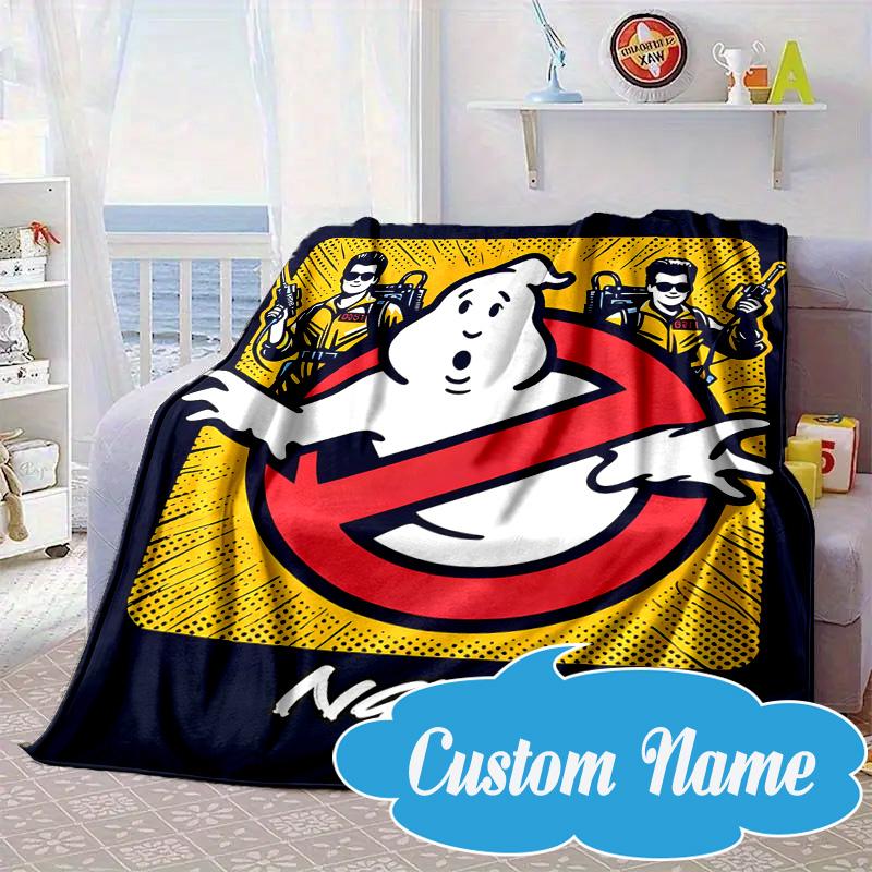 Custom Name Ghost-busters Logo Blanket Bed Sofa Blanket Flannel Blanket for Camping, Hiking, Picnic Essentials,gift for Fan Family