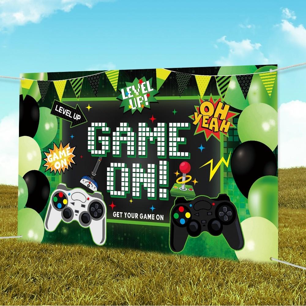 Cloth Party Background With Gaming Theme For Birthday Celebration Decor And