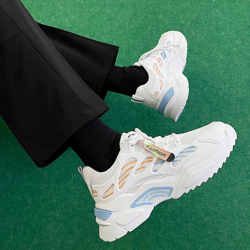 Fashion 2024 Men Casual Shoes Summer Heighten Sneakers Breathable Lace-Up Men's Sport Running Shoe Fashion Man Thick Soles Mesh Footwear