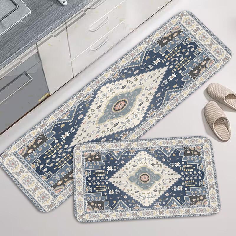 Flannel Carpet Floor Mat Polyester Blue Technology Pattern Plush Carpet Suitable For Living Room Doorway Bedroom Study Bathroom