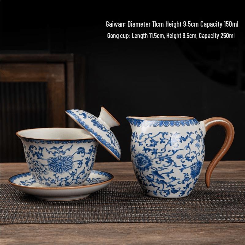 Ru Ware Floral Gaiwan & Fair Cup Tea Set