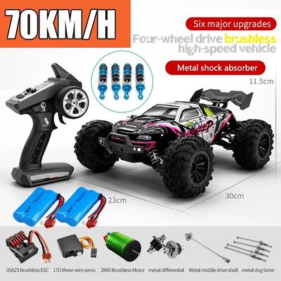 Nové RC auto Off Road 4x4 vysokorychlostní 75 km/h auto na dálkové ovládání s LED světlometem Brushless 4WD 1/16 Monster Truck Hračky pro kluky Dárek