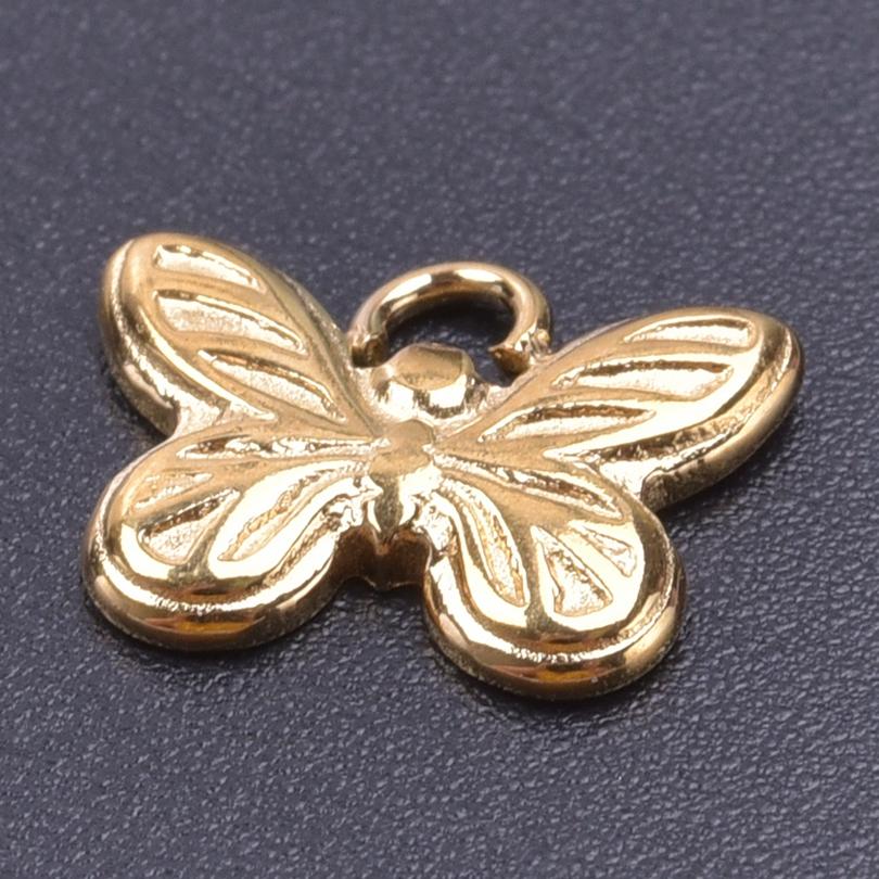 5pcs 18k Real Gold Plated Animal Pendant Stainless Steel Butterfly Charm For Jewelry Making Supplies Papillons Fuxk Men Pendants