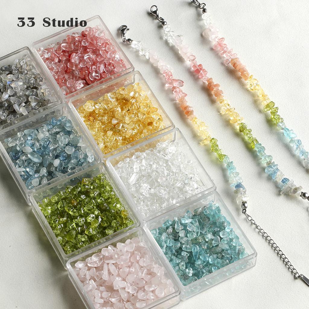 Naturstein citrin akvamarin månesten knuste løse perler diy tilbehørsmaterialer armbånd halskjede perler