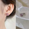 Ear-Caring Ear Bone Stud Flash Zircon Delicate Earrings Female Fancy Titanium Steel Sleep No Need to Take off Earrings Delicate Earrings