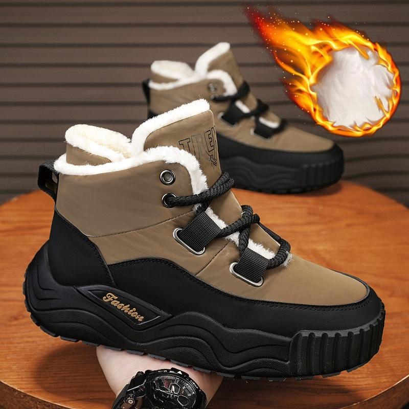 Snow Boots with Extra Padding Thick and Waterproof Anti-slip for Men - Cotton Shoes for Sports Activities 43 чёрныйхаки 1990₽