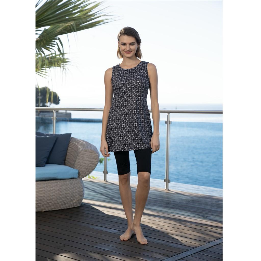 Estiva Japone Sleeve Digital Print Sleeveless Tights Swimsuit