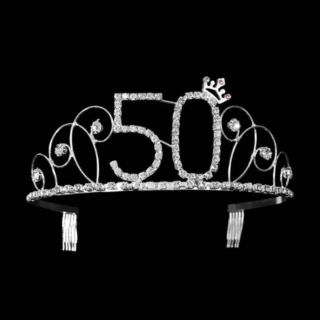 Women 16 -100year Birthday Party Princess Crystal Rhinestone Hair Tiara Stu Wedding Bridal Crown Headband Hair Accessories