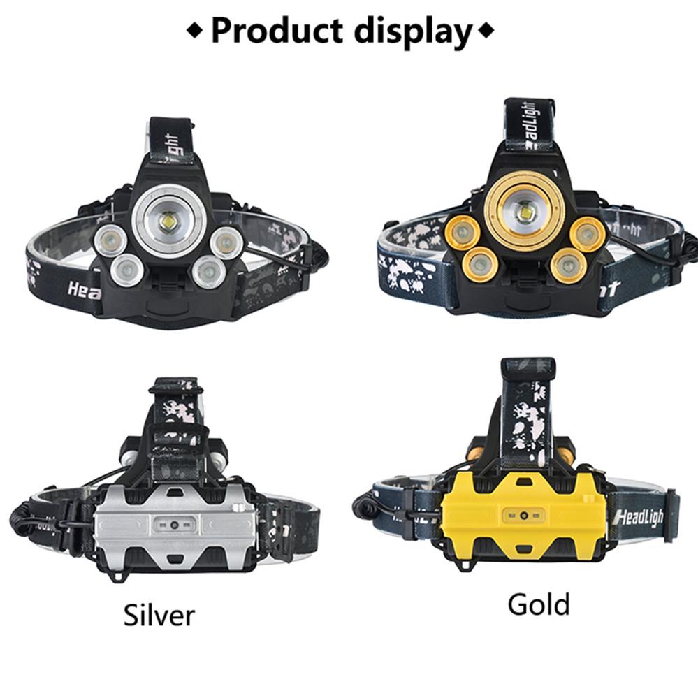 Outdoor 30W USB Charging 5 LEDs Zoom Headlamp Flashlight