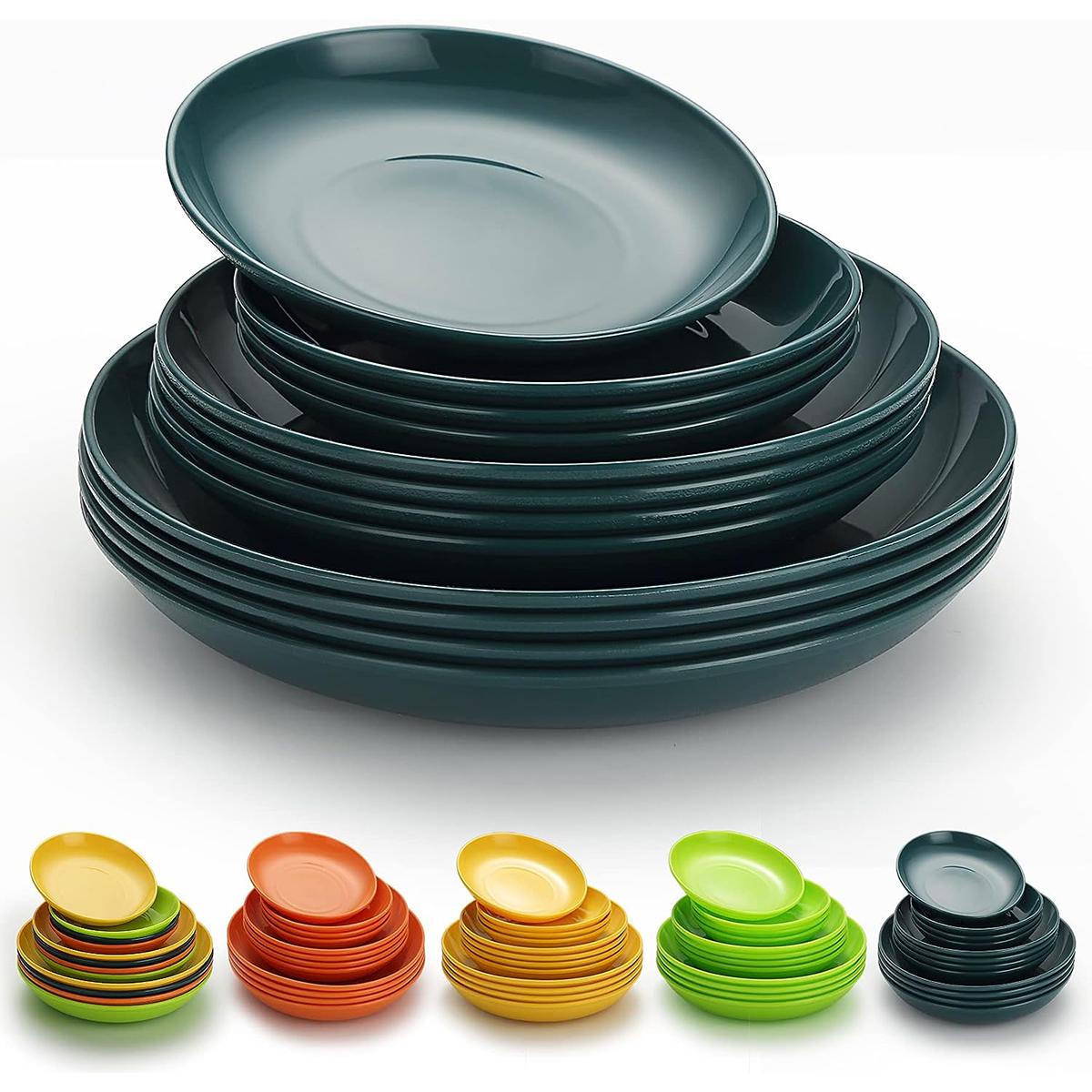 

Набор пластиковых тарелок из 12 штук, обеденные тарелки 3 размеров 6,25/7,75/9,25 дюйма, небьющиеся, многоразовые, для всех целей и всех возрастов темно-зеленого