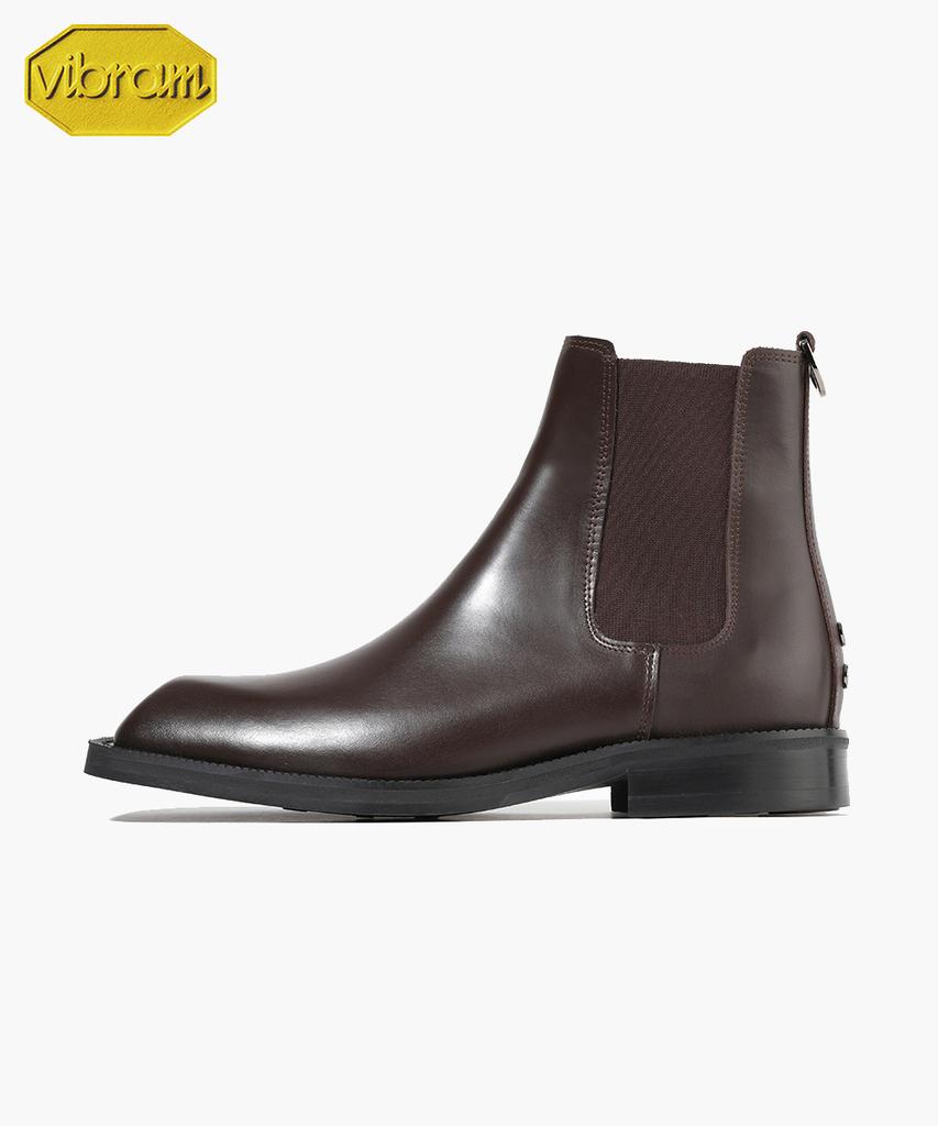 Firenze Atelier [Vibram] Volume Square Toe Standard Rubber Sole Chelsea Boots 9420 [Brown Fg]