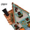 Autumn Leaves Lighted House Ornament Vintage Light-Up Pumpkins Cottage, Halloween Manor Figurine, Decor Indoor, Bookshelf Fall Spooky Table
