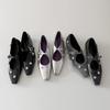 New Luxury Women's Exquisite Flat Shoes French Water Diamond Flower Square Head Shallow Mouth Casual Mary Jane Women's Shoes