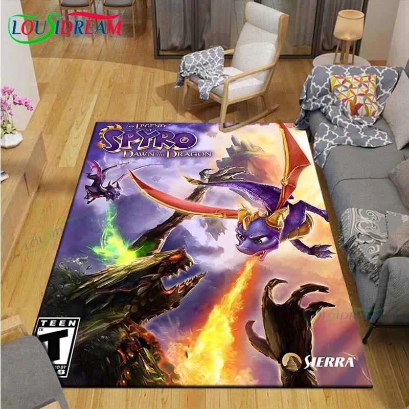 3D Klasické Hry S-Spyro Drak Tištěné Koberce Obývací Pokoj Protiskluzový Plošný Koberec Dětský Pokoj Rohožky Jóga Podložka Velký Koberec Dekor