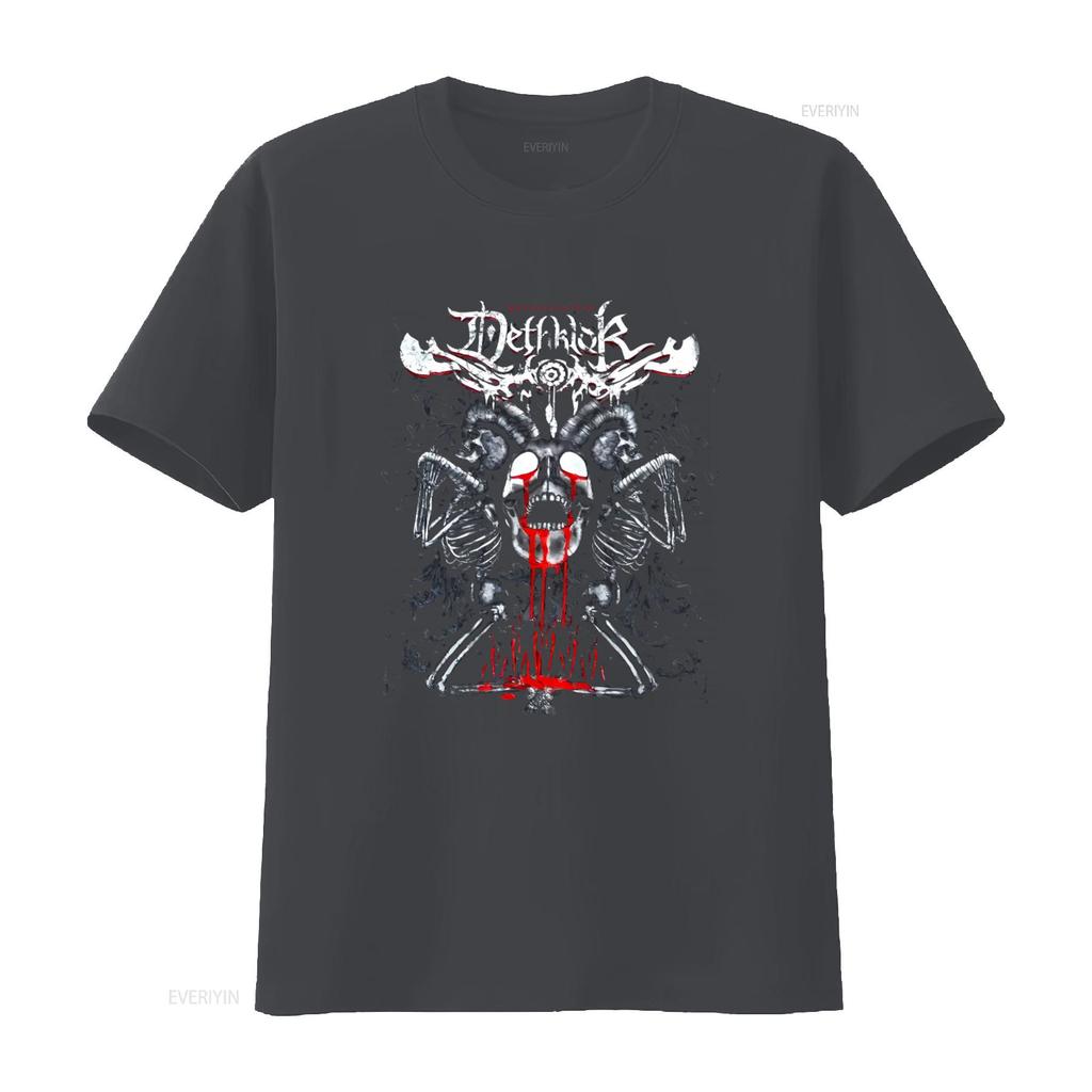 RARE Metalocalypse DETHKLOK Skull Blood Print 2XL Black Cotton T Shirt for Adult Swim Fans Vintage Washed Breathable Homme