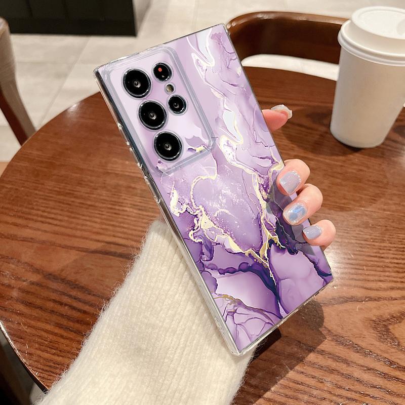 Marble Pattern Clear Phone Case For Samsung Galaxy S26 S25 S24 S23 Ultra S22 Plus S24 S21 FE S25 Edge Transparent TPU Soft Cover