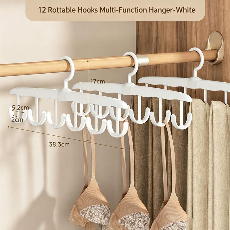 12-Hook Rotating Hanger – Space-Saving Closet Organizer for Ties, Belts, Underwear, Skirts | Portable Home & Dorm Storage