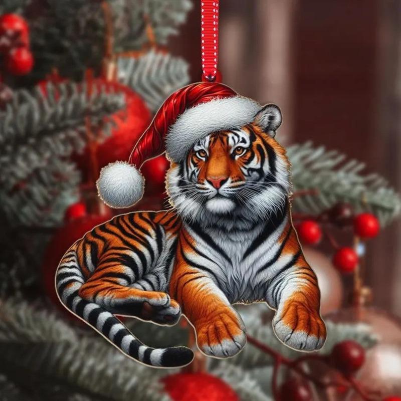 New Acrylic Flat Animal World Christmas Festival Party Pendant for Christmas Tree Decoration Pendant