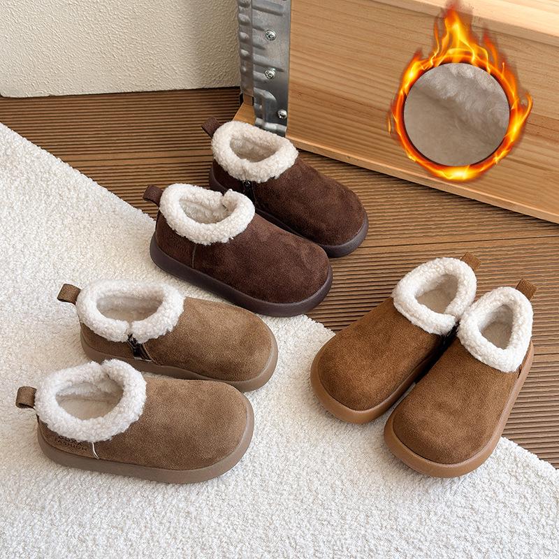 Winter 2025 Kinder Niedrige Schneestiefel, Koreanischer Stil, Vielseitig & Warm Samt, Mädchen Baumwollschuhe