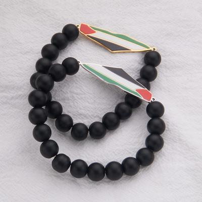Bracelet Perles HNSP Palestine Pour Hommes Chaîne de Main Acier Inoxydable Carte Drapeau Palestine Pendentif Série d'Accessoires