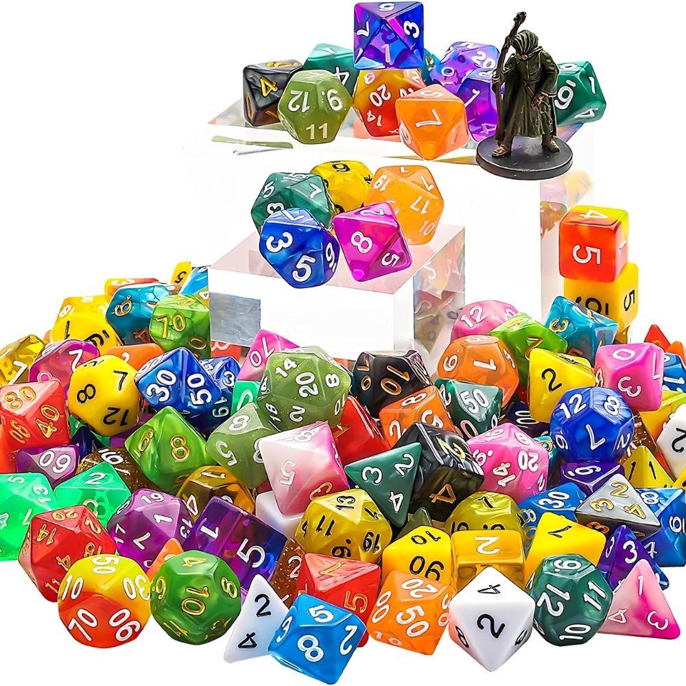 21/70 Stück Plastik Polyeder Würfel Mit einem Schwarzen Beutel Mischfarbe Rollenspiel Zubehör Familienparty Unterhaltungs Set YMY