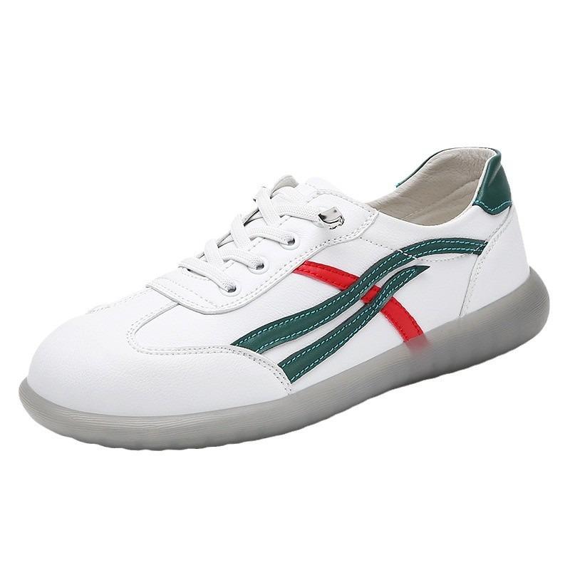 Leather little white shoes women's comfortable shallow mouth soft sole mother single shoes casual flat bottom one pedal women's shoes