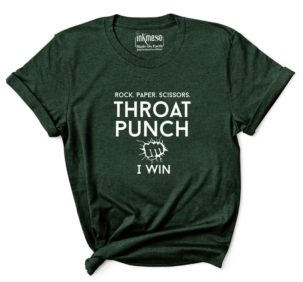 Inkmeso Tee For Womens    Rock. Paper. Scissors. Throat Punch I Win   Funny 80s 90s Retro Graphic