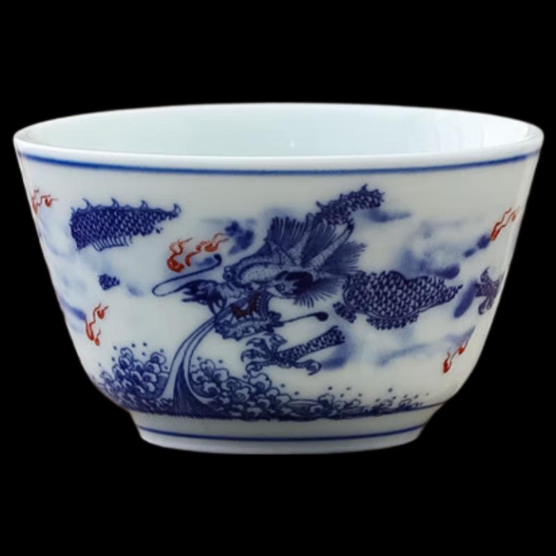 ZISIZ Ceramic Blue & White Dragon Tea Cups (Set of 2)