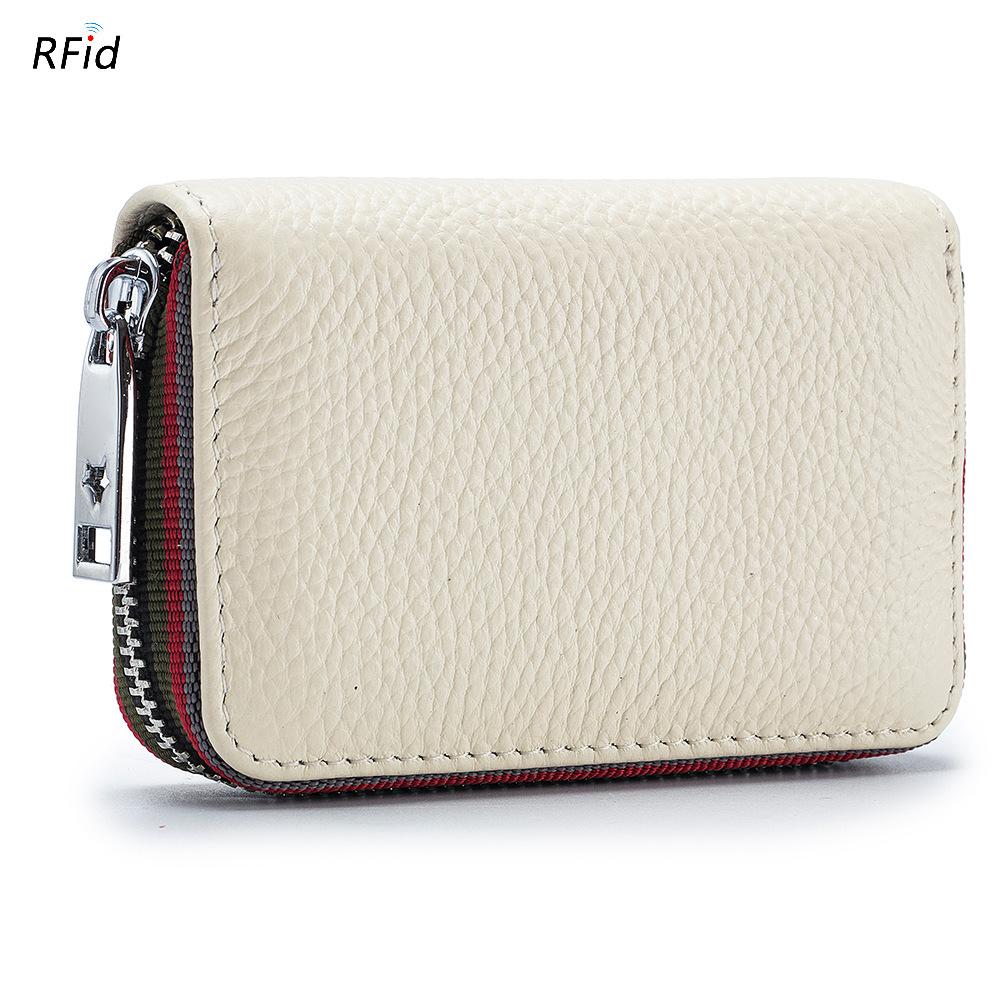 Practical New Card Bag Organ RFID Women's First Layer Cowhide, Men's Card Cover Zipper Card Wallet