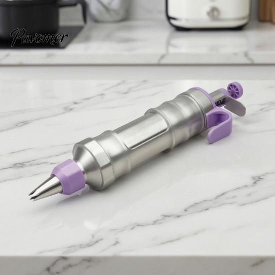Accessori da Cucina per Pasticceria Acciaio Inossidabile Dosatore Glassa con Ugelli, Pressa Biscotti E Strumento per Torte Strumento Riempimento Bignè Decorazione, Riutilizzabile