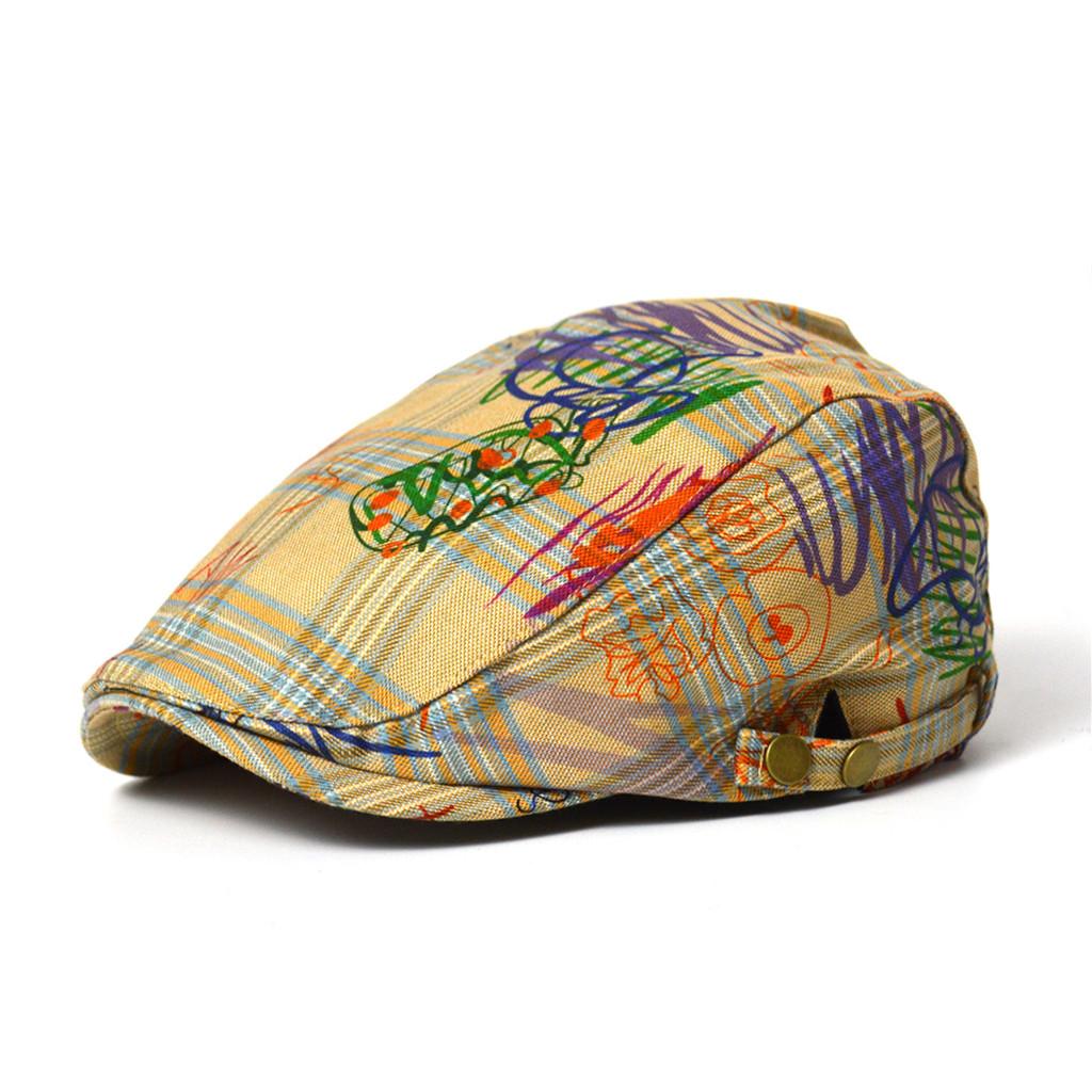 

Cotton Newsboy Cap With Retro Plaid Pattern For Casual Streetwear And Sun Protection хаки