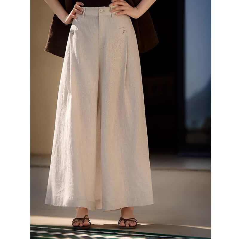 La Chapelle Women s High-Waist Ice Silk Wide-Leg Pants M