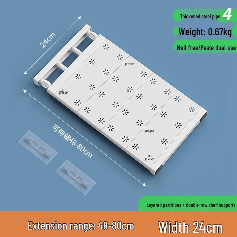 Wardrobe Divider No-Punch Shelf Storage Rack for Dormitory Cabinets and Shoe Organizers