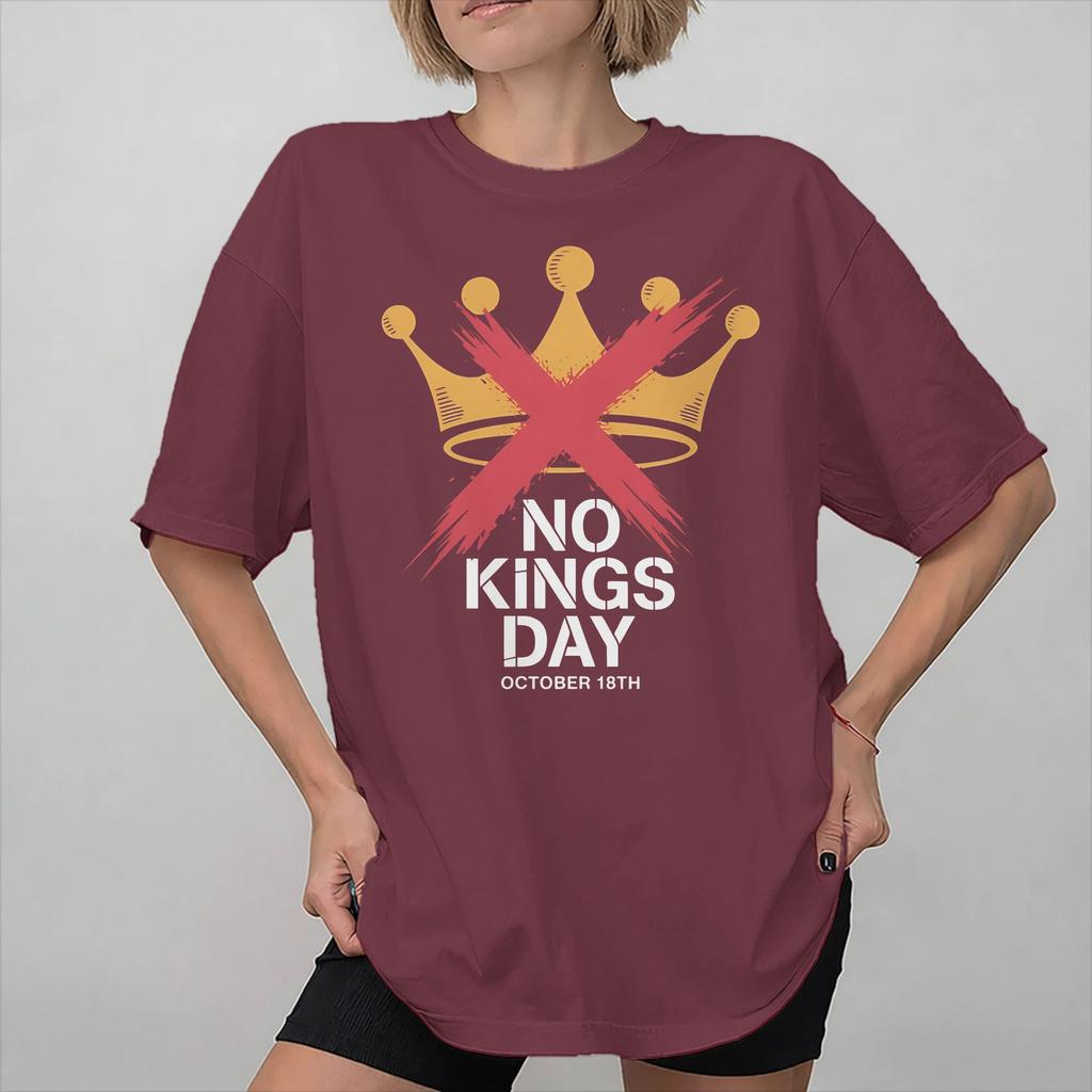 Graphic Printed No Kings In America T Shirt For Unisex  100 Cotton Tee Shirt Short Sleeve Clothing