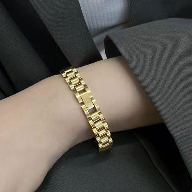 Custom New Dainty Thick Watch Statement Bracelet Fashion Jewelry Stainless Steel Waterproof Watch Band Link Chain Bracelet