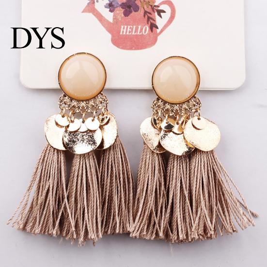 1Pair Women Bohemian Tassels Sequins Ear Stud Dangle Earrings Banquet Jewelry