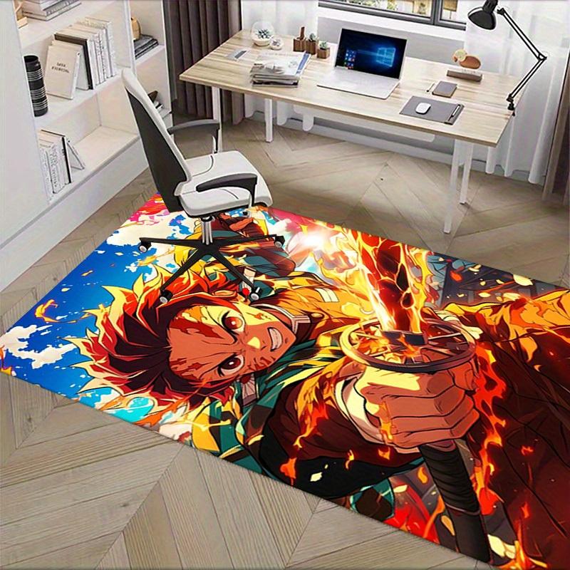 Office Carpet: Anime inspired Sofa Rug for Under Chairs, Flame Themed Protection Mat