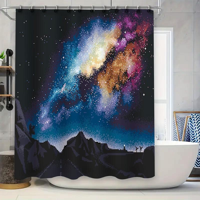 

Galaxy Shower Curtain Nebula Space Universe Starry Sky Decor Bathroom Curtain Modern Art Home Decor W60H190(CM)-1 Pcs