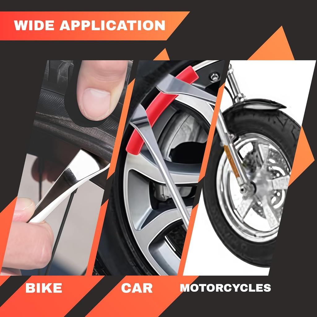 14.5” Steel Tire Spoons Tool Set - Tire Removal Tool, Motorcycle Tire Changer, Tire Changing Kit With 3 Piece Tire Spoons And Rim Protector, 6