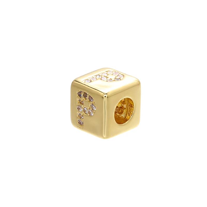 Gold-colored 8x8mm Square A-Z Letter Beads for DIY Handmade Bracelets, Earrings, and Jewelry Accessories Model:VZ246B