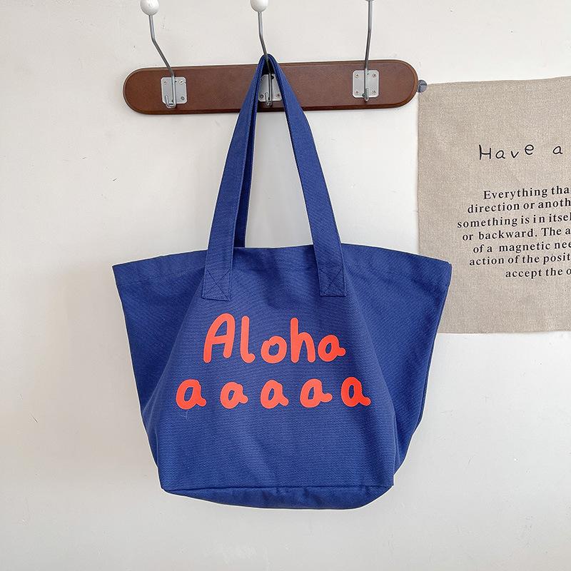 

Персонализированный нишевый дизайн нового продукта, повседневная студенческая сумка-тоут большой вместимости, ленивый ветер, для поездок на работу, на плечо, женская сумка синий