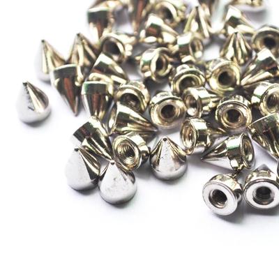 Rebites Prateados Espigões em Forma de Cone Tachas de Rosca Kit de Ferramentas de Fixação de Metal Punk Legal para Cintos Jaquetas Couro