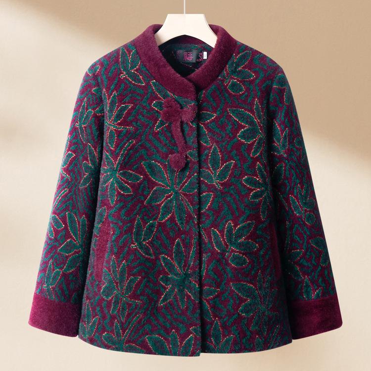 

Зимняя одежда для бабушки, пальто на плюшевой подкладке для людей среднего и пожилого возраста на осень и зиму, шерстяное пальто для мам на зиму, повседневное и универсальное 5XL зелёный