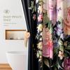 Vimorco Flower Butterfly Shower Curtain, Black Shower Curtains for Bathroom, Waterproof Quick-Dry Polyester Fabric Flower Shower Curtain, Floral Bath