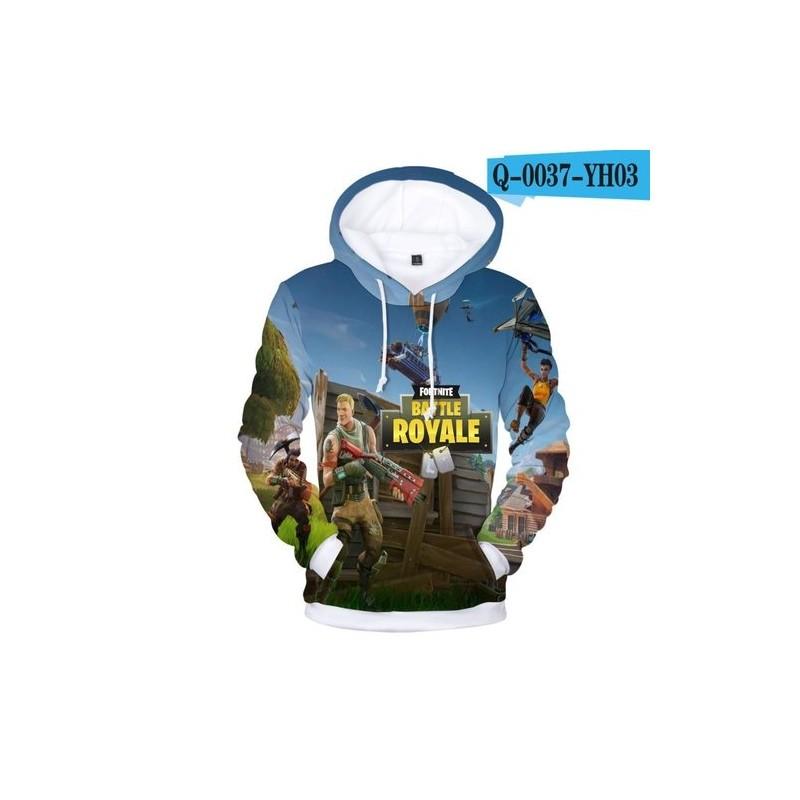 Fortnite Battle 3d Printed Hoodie Jacket Sweatshirt Spandex Material Round Neck Hip Hop Style